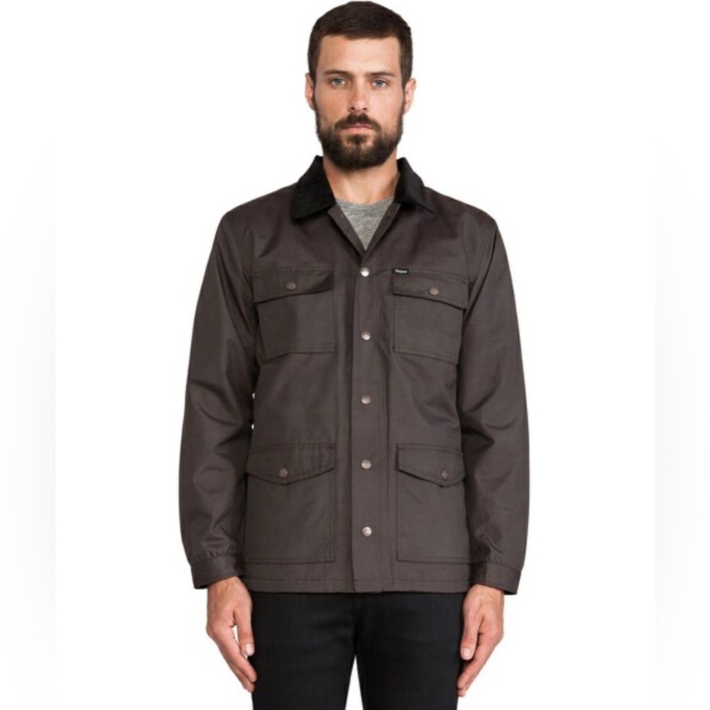 BRIXTON Men's Troubadour ll Jacket Cord Collar in Washed Black Size XL